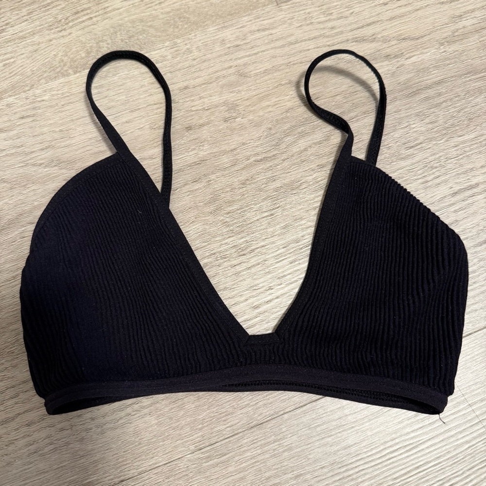 Free People Black Ribbed Bralette XS/S